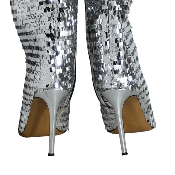 Alexandre Vauthier Sequined Silver 105 Knee High Boots Size 38.5 EU / 8.5 US - Picture 4 of 6